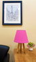 Opviq Lámpara de mesa con pie de madera y pantalla rosa